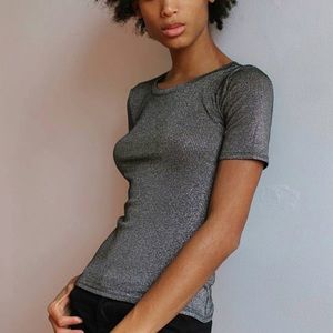 Top shop silver fitted T